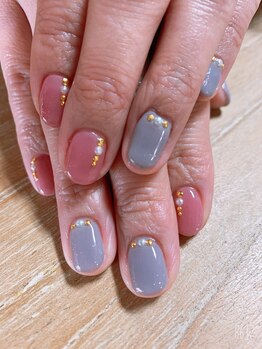 ワンカラー春ネイル