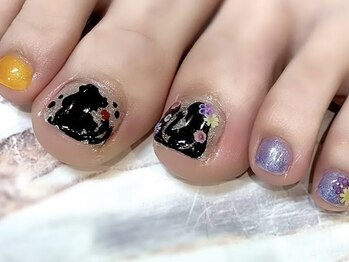 オシイロネイル(Oshiiro Nail)の写真/【大好きな推しキャラをフットネイルに！】手描きモチーフや概念カラーで、自分だけの秘密の足元に…★