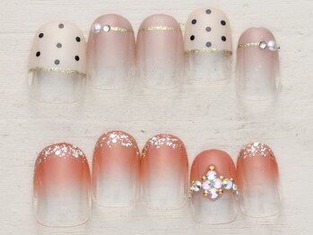 ノーネイル アゲオ イオンモール上尾(NO NAIL AGEO)の写真/気分上がるデザインで心ときめく【写真】新作9/1~大人上品ドットグラデ×ロゼピンクビジュー¥4990♪上尾駅