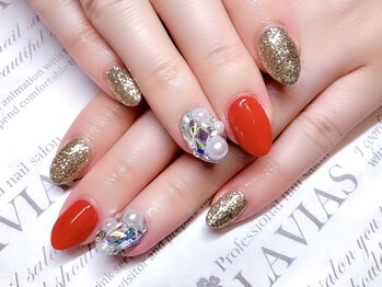 プロフェッショナル ネイルサロン ラヴィアス(LAVIAS)/【ジェル】ワンカラ＋アート２本