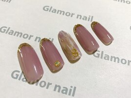 細フレンチ×ぼかしネイル