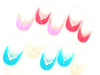 ネイルサロン クイール 小山店(NAIL SALON QUILL)/Vフレンチ＋ストーン