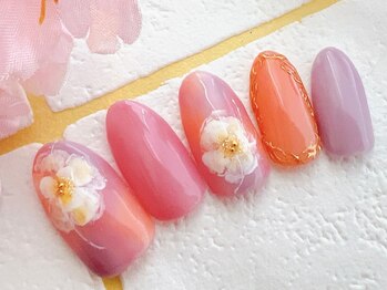 アミネイルズ(AmiNails)/タイダイフラワーネイル♪