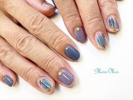 ブルー系ニュアンスネイル