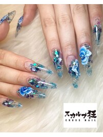 エンボスフラワーネイル