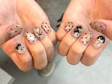 ボタネイル 近鉄八尾駅前店(BOTA NAIL)/ハートドット/リボン/ガーリー