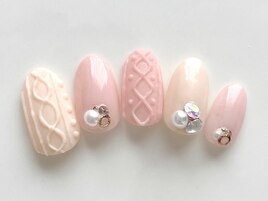 ニット　ピンク　オフホワイト