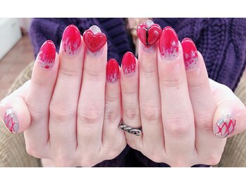 ネイルサロン ティプレシャス(T Precious)/ぷっくりハートのアートネイル