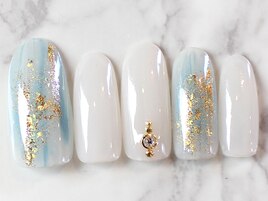 水色ニュアンス夏ネイル