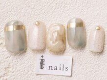 アイネイルズ 渋谷店(I nails)/グリーンゴールドニュアンス