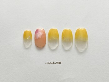 塗師/春フラワーネイルイエロー