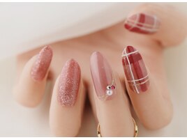 春のチェックネイル