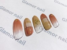 グラマーネイル(Glamor nail)/チェック柄×ブラウン