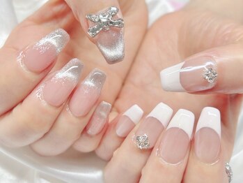 ミルキーウェイバイミーネイル 南堀江店(Milkyway by menail)/マグネットフレンチ/純欲メイク