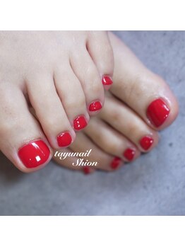 たゆ ネイル(たゆnail)/赤フットワンカラーネイル