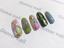 グラマーネイル(Glamor nail)/大理石×和モダン