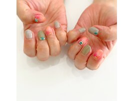 タイダイ×ターコイズネイル