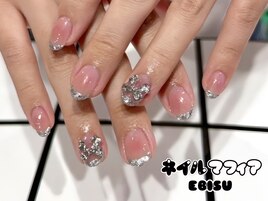 ガラスフレンチ/チークネイル