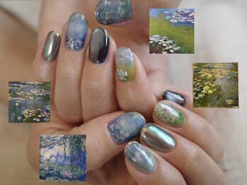 ネイル アトリエ コモード(nail atelier Comodo)/絵画ネイル [睡蓮mix]