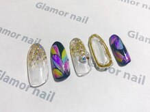 グラマーネイル(Glamor nail)/和モダン×ラメグラ