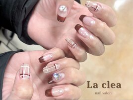 バレンタインチェックネイル