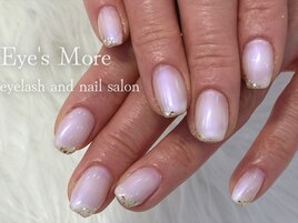 偏光パールにシンプルラメネイル