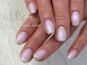アイズモア 国立店(Eye's More)/偏光パールにシンプルラメネイル
