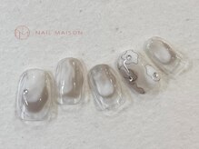 ネイルメゾン 梅田(NAIL MAISON)/色鉛筆お花ベージュもやもや