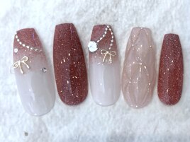 淡色グラデ×ミニリボン