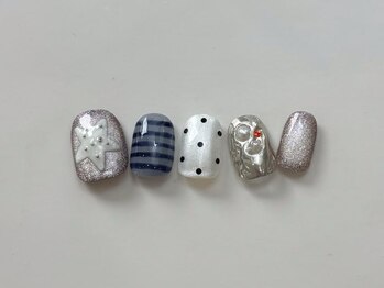 ネイルメゾン 天神店(NAIL MAISON)/ボーダードット星マグ個性¥12500
