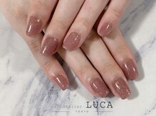 ネイルアトリエルカ(nail atelier LUCA)/W-248　くすみピンク金箔ネイル