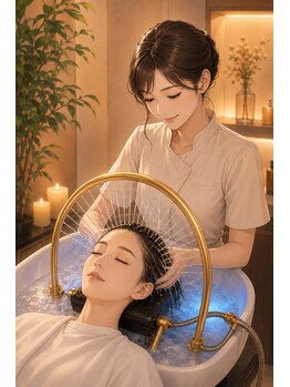 ゴールデンセル 堺筋本町(golden cell)の写真/大人気★頭浸浴ヘッドスパ♪適度な力加減でコリと血流改善&育毛を促進♪髪のパサつきやベタつきも改善★