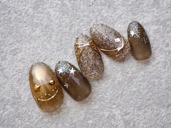 大人ハロウィンマグネットネイル