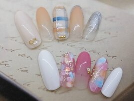 ピスタチオｘチェックｘフラワー