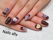 ネイルズアリー 立川店(Nails ally)/ツイード×ハート×ストーン×冬