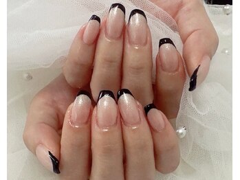 ジェー エス シー ネイル(J.S.C.nail)/黒フレンチ/上品ネイル