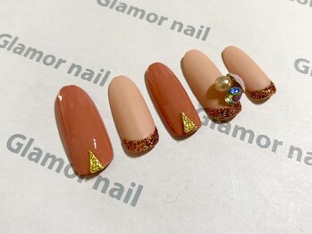 グラマーネイル(Glamor nail)/ビジュー×マットカラー
