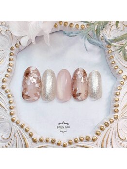 ピオニーネイル(peony nail)/大人フェミニン　ミラーフラワー