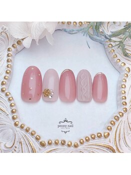 ピオニーネイル(peony nail)/とろみピンクのニットネイル