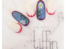 ネイルサロン ティフィン(tiffin)/デニム×フラワー