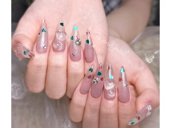 エヌワンネイル(N.one nail)の写真/チップの長さ出し+パーツ無制限付け放題¥14980♪韓国パーツも豊富★写真や画像の持ち込みOK[池袋駅徒歩5分]