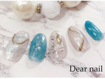 ディア ネイル(Dear nail)/シアーブルー×ニュアンスライン