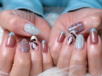 ダリア トータルビューティー(Daria. total beauty)/ニットネイル リボン フレンチ