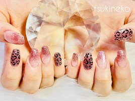 ハートヒョウ柄スカルプ