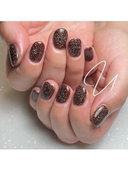 スタジオ結(STUDIO結)/ブラウン×フラッシュネイル