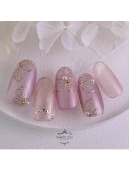ピオニーネイル(peony nail)/オーロラマグのミラーフラワー