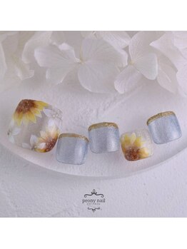 ピオニーネイル(peony nail)/夏空とひまわり