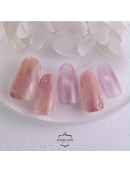 ピオニーネイル(peony nail)/桃ネイル