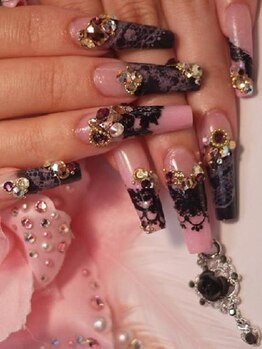 ネイルサロン ビビ(bibi)/ブラックレースでシックに