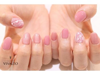 ワールド ビューティ ヴィヴァルト 宝塚店(WORLD BEAUTY VIVALTO)/ピンク/手描きネイル